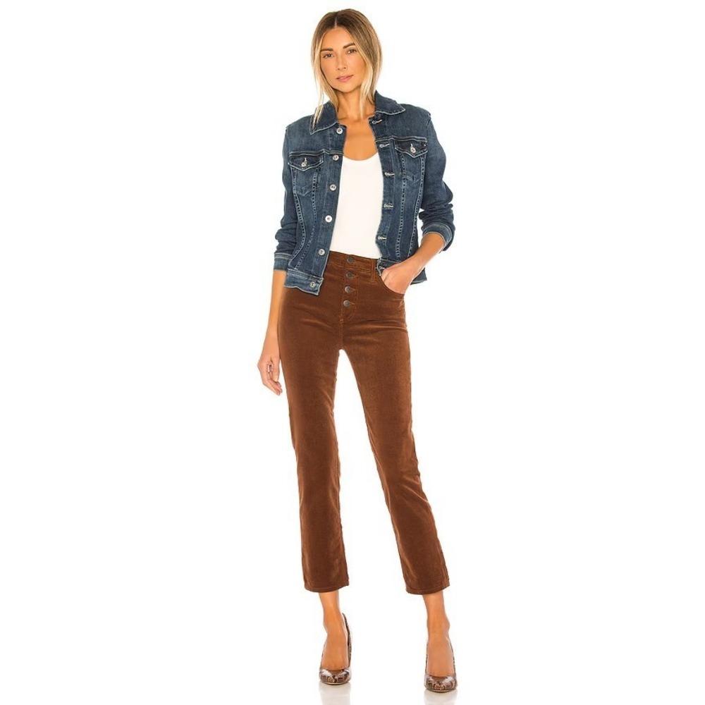 AG Adriano Goldschmied Isabelle Brown Corduroy High Rise Straight Crop Pants 27